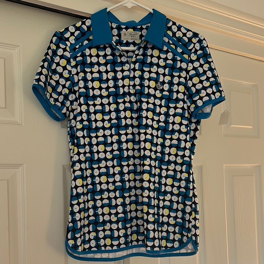 🚨 Original Penguin Blue and White Patterned Polo Shirt